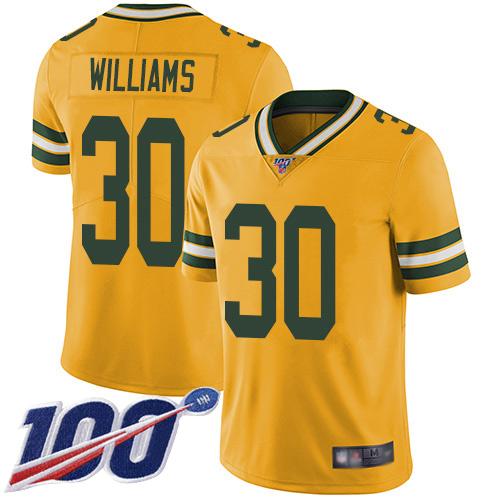 Green Bay Packers Limited Gold Men #30 Williams Jamaal Jersey Nike NFL 100th Season Rush Vapor Untouchable->nfl t-shirts->Sports Accessory